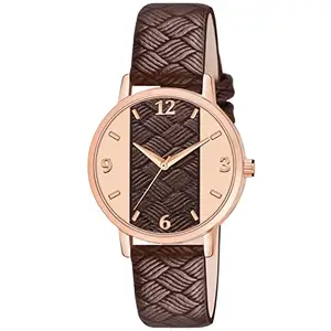 CLOUDWOOD Analog Casual Wrist Watch for Women's and Girls (Brown Dial, Brown Colored Strap)