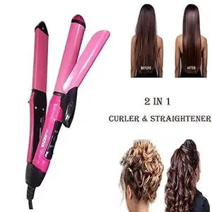 DADNSON Hair Straightener and Curling Iron, Pink Curl & Straight Hair Iron For Women, Pink