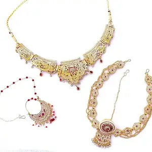 Necklace, Earring, Maang Tikka & Nose Ring Set Jewellery Set_66