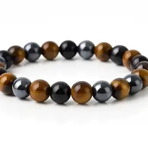 Crystal Karma Triple Protection Bracelet, Natural Tiger Eye, Hematite & Black Obsidian for Strength, Balance & Energy Shield. #tripleprotectionbraclet #TripleProtection