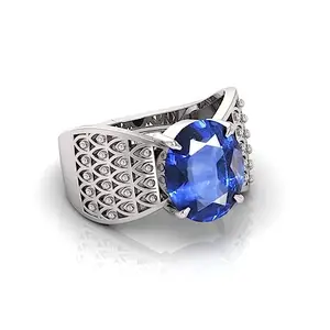 MBVGEMS Certified Unheated Untreatet 7.00 Ratti Blue Sapphire ring Panchdhatu Ring Adjustable Ring Size 16-22 for Men and Women