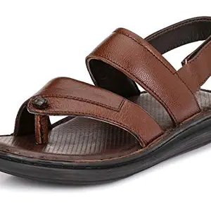 SADDLE & BARNES Men's Tan Leather Sandals - 6 UK/India (40 EU)