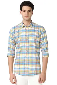 Peter England Men's Slim Fit Shirt (PCSFSSLPD63597_Multi