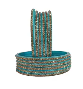 The Golden Cascade Gold Beads Glass Bangles for Women & Ladies (Sentro, 2.4)