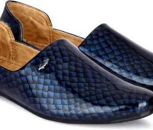 Men Lace-Up Flat Patent Leather Shoes | Blue Color | Size : 6