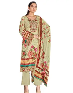 Bitra Unstitched Pakistani Salwar Suit Fabric Dress Material with Embroidery (Lime Green)