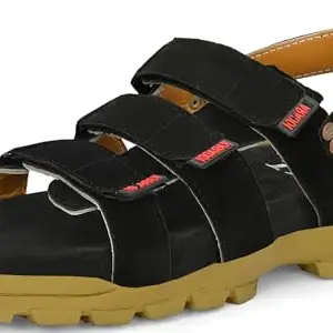 Karaddi 7049 Men's Sport Sandals Fashion Comfort Fitting Suede Leather Color Black 42 eu 8 uk/ind