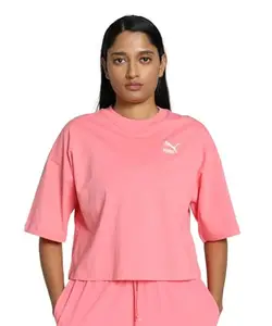 Puma Women's Solid Oversized Fit T-Shirt (628382_Passionfruit