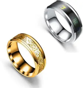 Women Combo Gold Dragon & Silver Smart Temperature Ring (IR269)