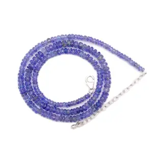 Attractive And Charming Blue Tanzanite Rondelle Faceted Shape Necklace Jewellery For Women & Girls