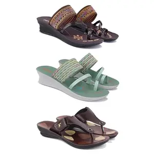 Women's Comfortable Sandal,Casual Lightweight Sandal for Everyday Wear for women's(GR-(COMBO-3)-1951-1948-1963-7)