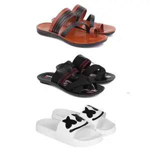 DRACKFOOT Men's Sandals | Lightweight Wear| Stylish & Easy to Wear For Men's GRT-SAN-(3-COMBO)-3151-3128-3030-8