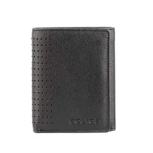 POLICE Gardon Men's Leather Tri-Fold Wallet -Black