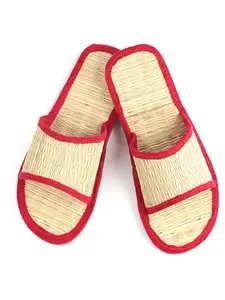Quickkshop Natural Korai Grass Mat Eco-Friendly Slidders for Women & Girl | Osho Slippers Stylish Comfortable Lightweight (Maroon, UK Footwear Size System, Adult, Women, Numeric, Medium, 7)