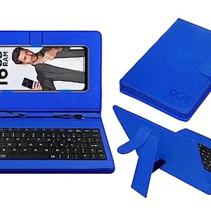 Acm Keyboard Case Compatible with Itel S23 Mobile Flip Cover Stand Direct Plug & Play Device for Study & Gaming Blue