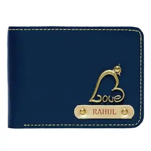 The Unique Gift Studio Customised Men's Leather Wallet - Name & Logo Printed on Wallet - Blue
