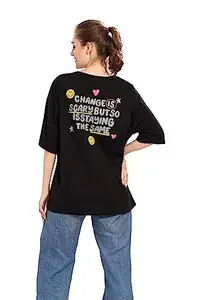 WEET Women's Oversized Fit T-Shirt |Loose Fit T-Shirts (X-Large, Black)