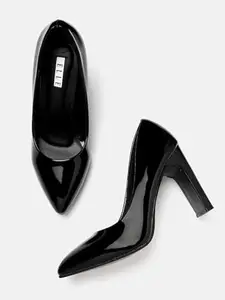 ELLE Women's Black Block Heel Pumps