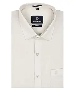 MINISTER WHITE Men’s Cotton Regular Fit Full Sleeve Liberty Cut Formal Office Wear Premium Plain Solid Business Casual Cotton Shirt Stronic