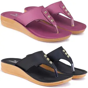 BERSACHE Extra Soft Classic Casual Slippers for Women with Regular wear | Ultra Soft & Flexibility Technology | HT-Slipper(Com)-6163-6165 Multicolor