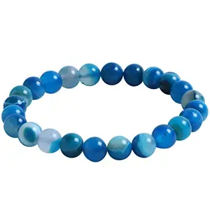 Crystals Miracles Natural Blue Kyanite Bracelet, 8 mm Round Cut Crystal Beads Loose Gemstone, Reiki Healing Bracelet for Women & Men (Size of Wrist Circumference 6 to 7 Inch : 22 Beads)