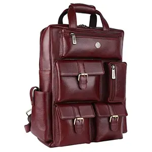 Hammonds Flycatcher Genuine Leather Executive Backpack-Premium Brown Laptop Bag with Multiple Compartments, Trolley Straps, Adjustable Shoulder Straps-Perfect for Professionals and Students-Ideal Gift