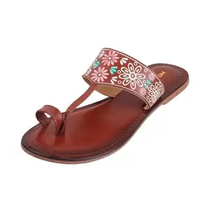 Mochi Women Tan Synthetic Leather Kolhapuri chappal UK/4 EU/37 (32-541)