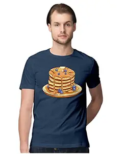 ALLEN BLACK Men's Regular Fit T-Shirt Blueberry Pancake 100% Cotton T-Shirt Navy Blue_PANCBLUMN-Navy Blue L Men Round_