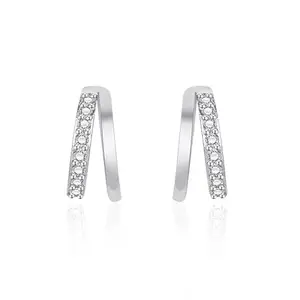 STYLISH TEENS dc jewels Minimal Cubic Zirconia Earrings For Women & Girls (Silver)