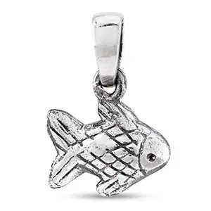 Nemichand Jewels Pure Sterling Silver 925 Everyday Tiny Fish Pendant with Chain