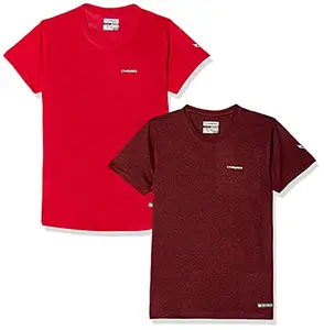 Charged Active-001 Camo Jacquard Round Neck Sports T-Shirt Red Size Small And Charged Brisk-002 Melange Round Neck Sports T-Shirt Rust Size Small