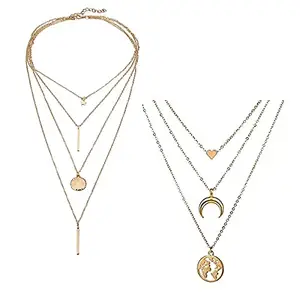 Jewels Galaxy Jewellery For Women Gold Plated Layered Necklace Combos (JG-PC-NCKK-22130)