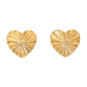 Accessorize London Women's Gold Textured Heart Stud Earrings