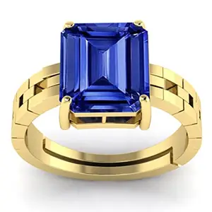 APSSTONE 12.00 Carat Certified AAA++ Quality Natural Blue Sapphire Neelam Gemstone Ring Gold Plated for Men and Women's