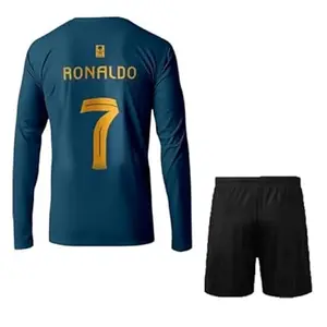 Al_Nasser Football Ronaldo 7 Full Sleeve Jersey with Shorts 2023/2024 for Boys and Men(Medium 38) Multicolour