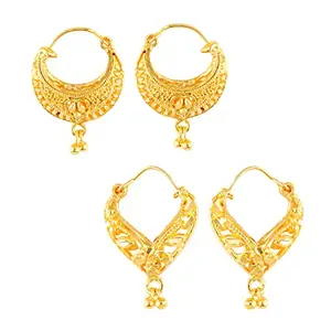 MEENAZ Hoop Earrings For Women girls Combo Set Pack Traditional Temple 1 One Gram Gold 18k Copper Brass Ruby Meenakari South Indian Screw Back Studs Tops Stud Fashion Stylish Bali Ear rings combo-M112