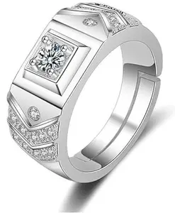 Lila Jewellery Solitaire Ring for Girls & Boys Mens & Women American diamond AD CZ stone thumb Band Stylish Proposal Adjustable Finger Ring (BZR_HC300-M-Ring-5005-Silver)