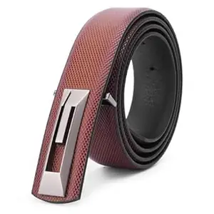 Kastner Men's Formal and Casual Pin Closer PU Leather Belt with Textured Design and Buckle