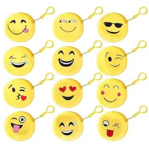 Uniqon Smiley Yellow Coin Pouch Purse Case Wallet Best Birthday Return Gifts Boys,Girls & Kids Pack of 12