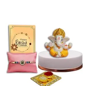 Avirons Premium Rakhi Gift Set for Brother, and a Touch of Tradition to Make Raksha Bandhan Memorable Gift for Bhai, Brother's Combo With Antique Rakhi, Ganesh, Roli and Chawal Pack