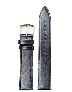 16mm Generic Black leather watch strap with Flat Finish ,Watch leather Strap/band for men and women