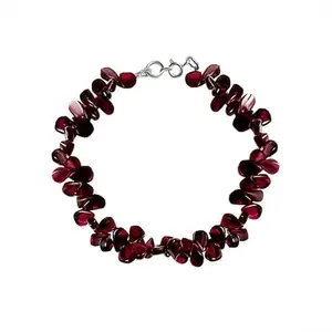 INARI SHINES 925 Sterling Silver Natural Red Garnet Bracelet | Adjustable| Gift For Women & Girls | 925 Stamp and Certificate of Authenticity.