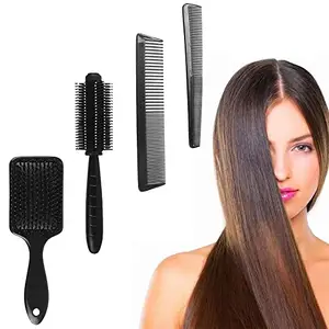 ayushicreationa 4 Pieces Hair Styling Comb Set Professional Hair Cutting Hair Grooming Fine and Wide Tooth Comb for Men and Women Set Color_Black