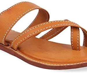 RA-Rock Tan Kolhapuries Leather Women Flats Sandal - 248-8