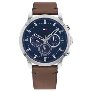 Tommy Hilfiger Quartz Analog Blue Dial Leather Strap Watch for Men