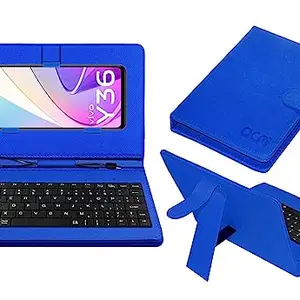 ACM Keyboard Case Compatible with Vivo Y36 Mobile Flip Cover Stand Direct Plug & Play Device for Study & Gaming Blue