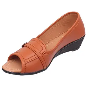 Footshez Women's Elegant Fashionable Platform Formal Bellies Shoes (Color-Tan),Size-41