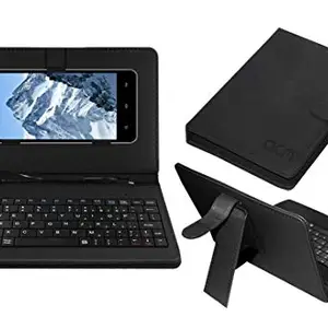 ACM Keyboard Case Compatible with Celkon Millennia Everest Mobile Flip Cover Stand Plug & Play Device for Study & Gaming Black