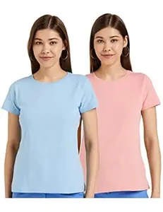 Amazon Brand - Symbol Women's Cotton Stretch Regular Fit Round Neck Half Sleeve T-Shirt (Available in Plus Sizes)