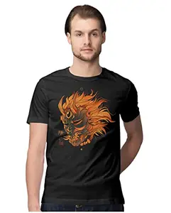 Men's Regular Fit T-Shirt Oni Demon Mask - Japanese Folklore 100% Cotton T-Shirt Black; _NIDMNMSK-Black 5XL Men Round_bz